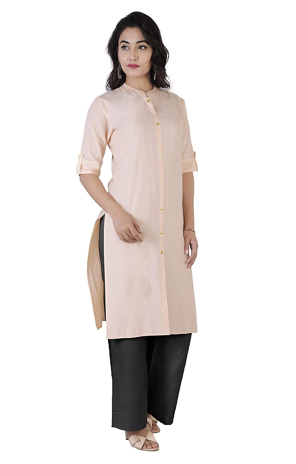 Women Cotton Solid Kurta Bust Size: 34.0-44.0 Inch (In)