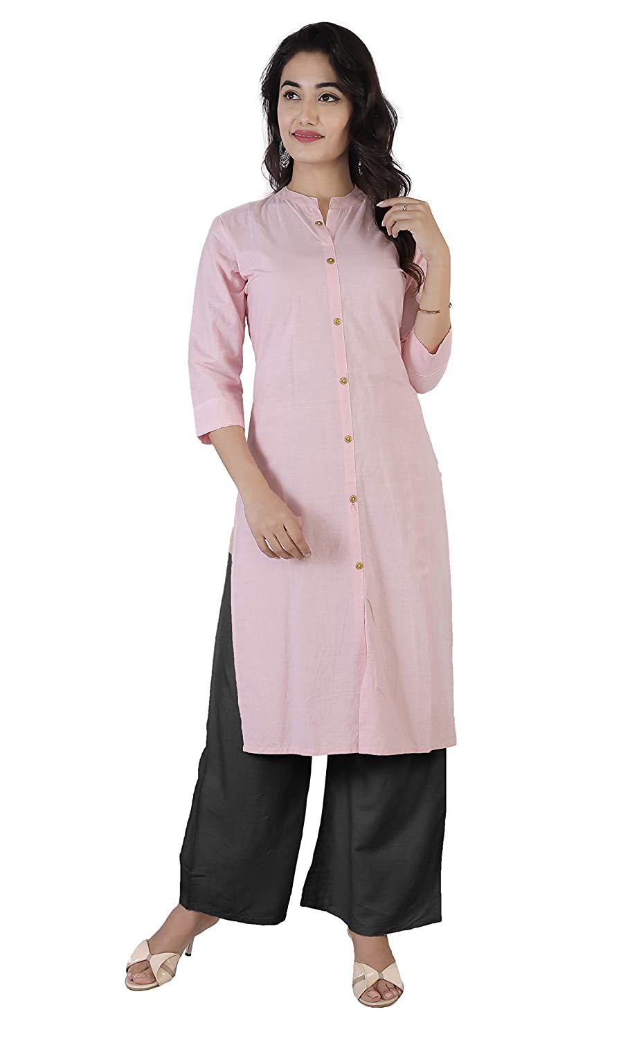 Women Cotton Solid Kurta Bust Size: 34.0-44.0 Inch (In)