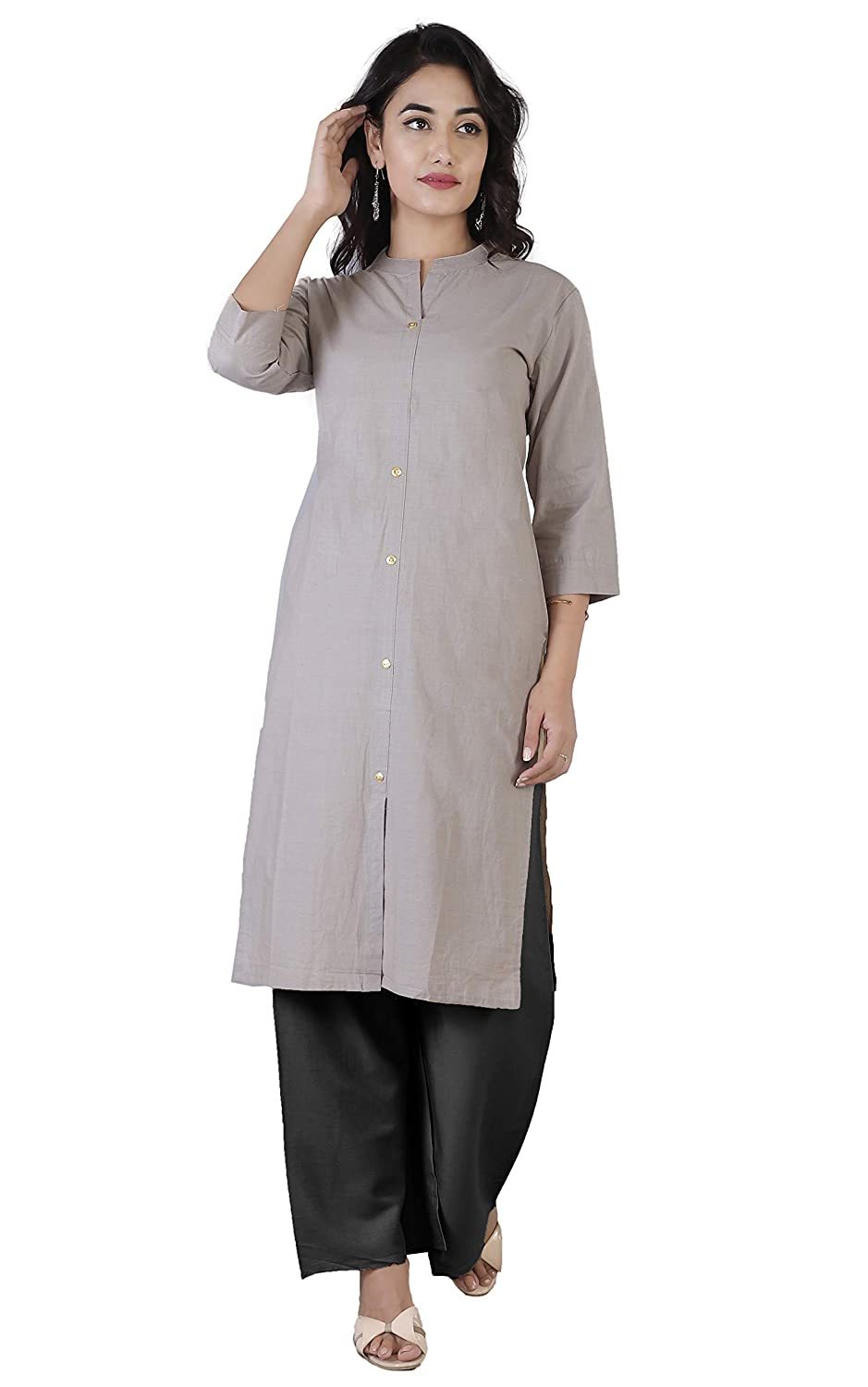 Women Cotton Solid Kurta Bust Size: 34.0-44.0 Inch (In)
