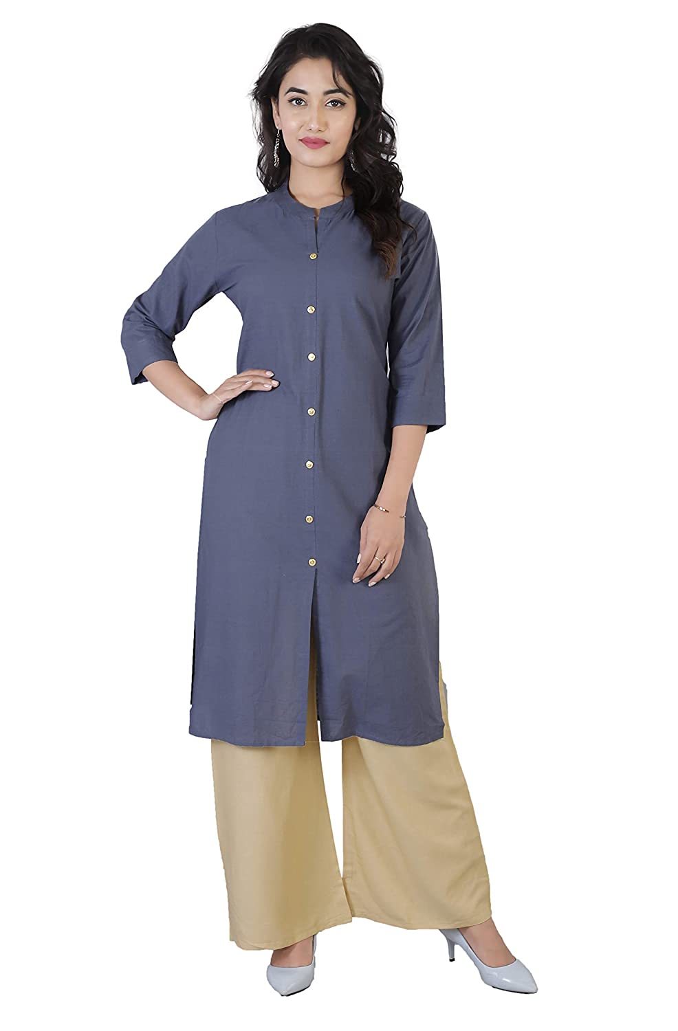 Women Cotton Solid Kurta Bust Size: 34.0-44.0 Inch (In)