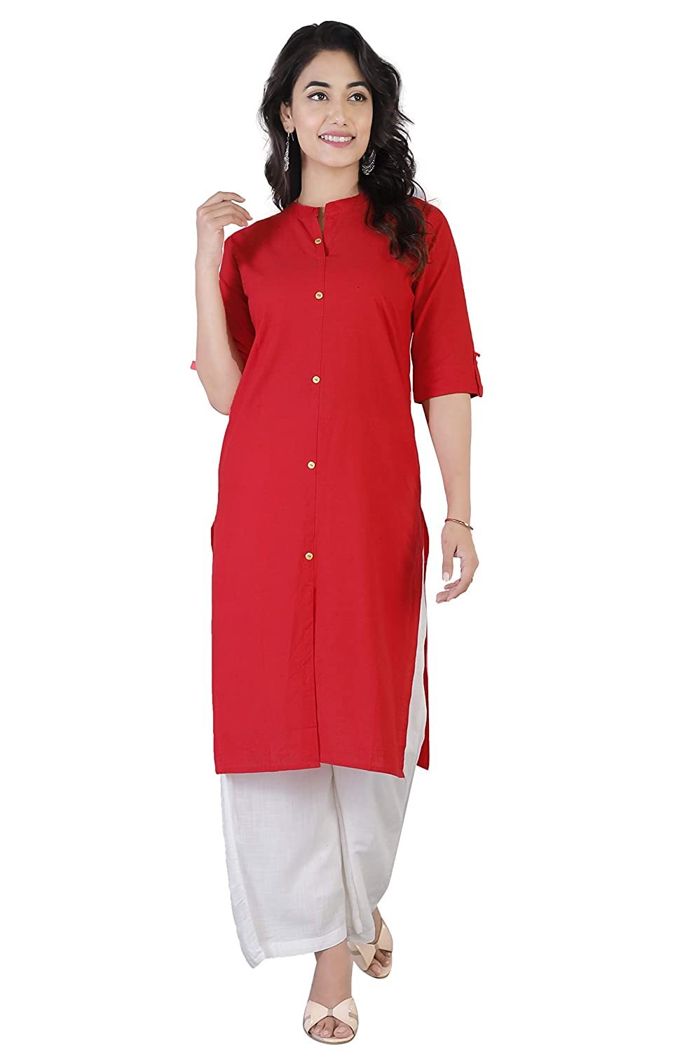 Women Cotton Solid Kurta Bust Size: 34.0-44.0 Inch (In)
