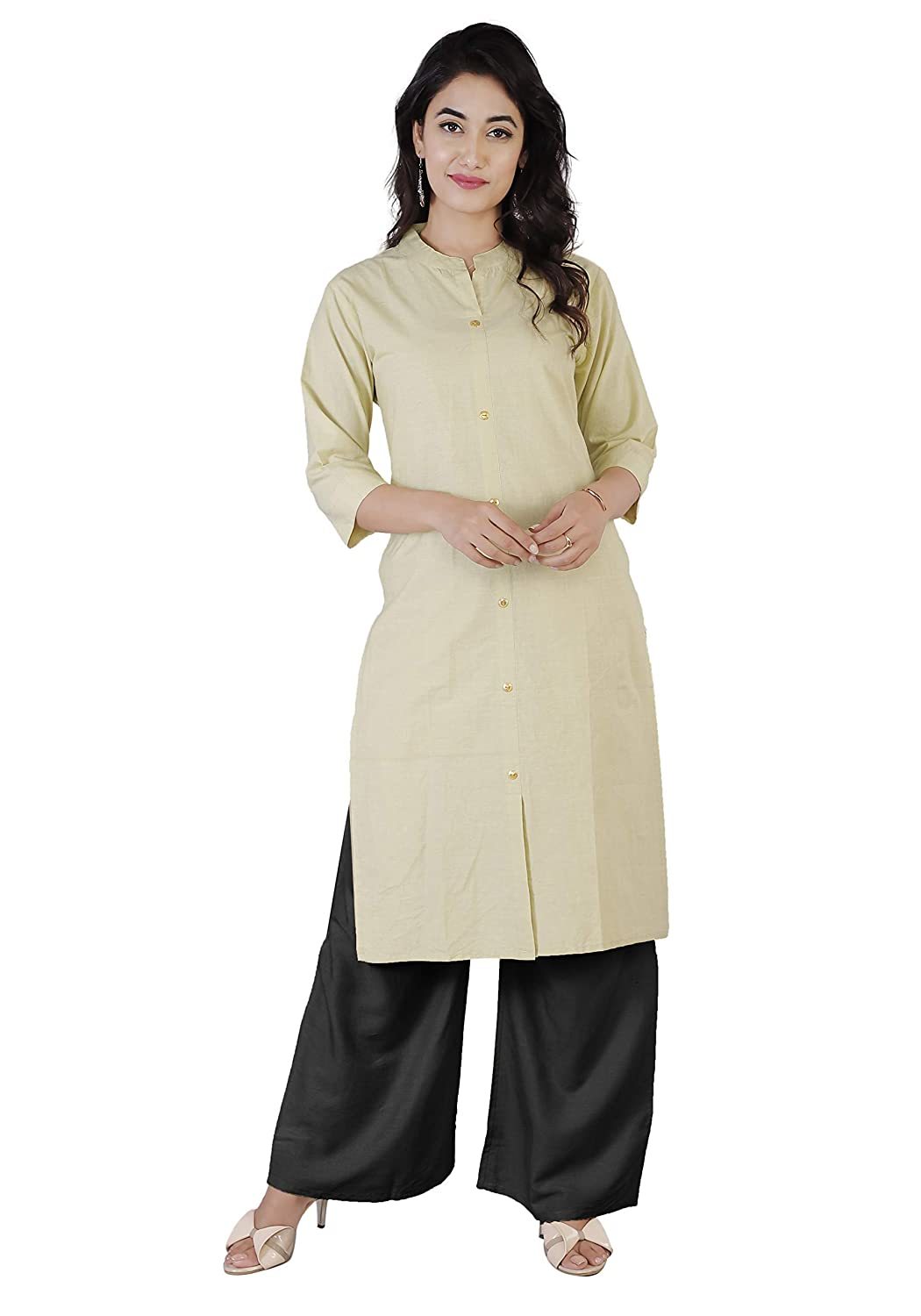 Women Cotton Solid Kurta Bust Size: 34.0-44.0 Inch (In)