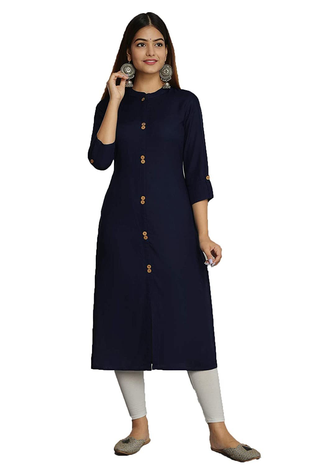 Women Cotton Solid Kurta Bust Size: 34.0-44.0 Inch (In)