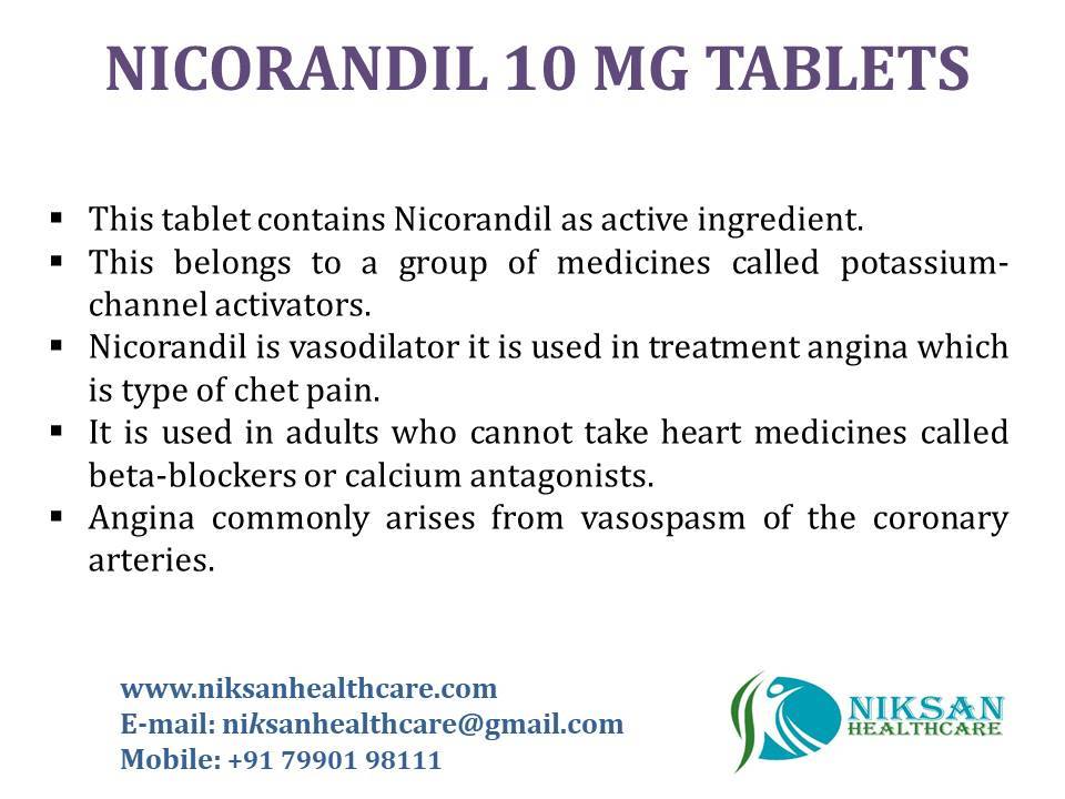 Nicorandil 10 Mg Tablets General Medicines