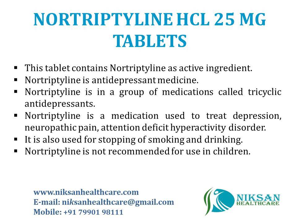 Nortriptyline Hcl 25 Mg Tablets General Medicines
