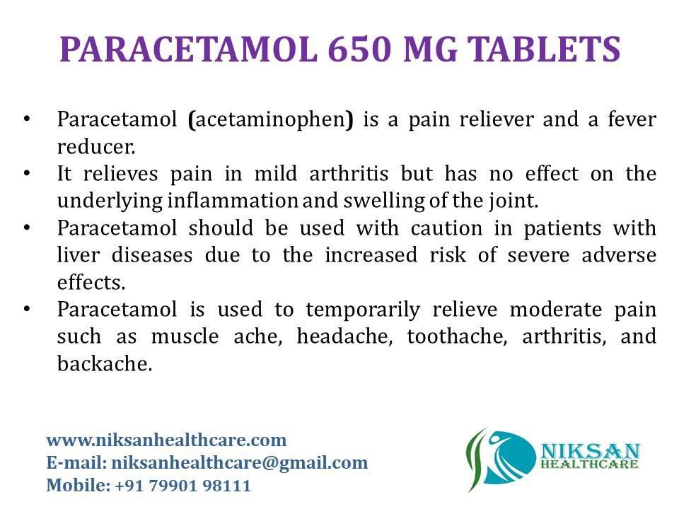 Paracetamol 650 Mg Tablets General Medicines