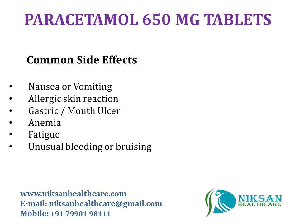 Paracetamol 650 Mg Tablets General Medicines