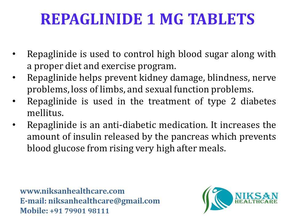 Repaglinide 1 Mg Tablets General Medicines