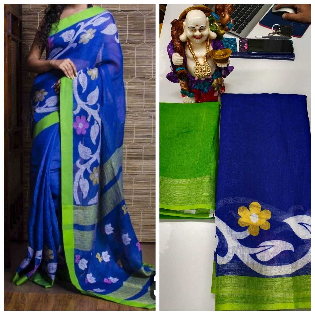 Linen Saree - Gorgeous Printed Multi-color Design | Perfect For Daily Wear In All Seasons