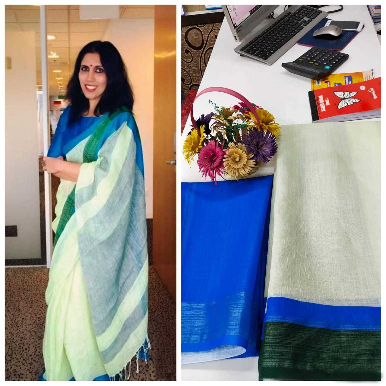 Linen Saree - Gorgeous Printed Multi-color Design | Perfect For Daily Wear In All Seasons