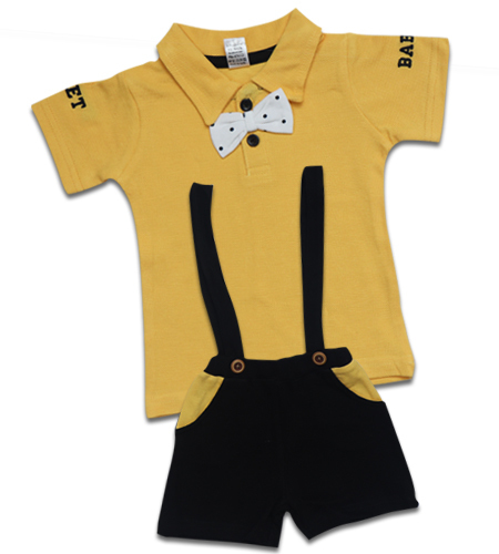 Sumix Skw 0147 Baby Boys Dungarees - Knitted Material, Sizes S/m/l, Yellow And Black, Short Sleeves | Anti-uv, Quick Dry, Cool Pass, Custom Logo, Trendy Design, No Fade, Washable
