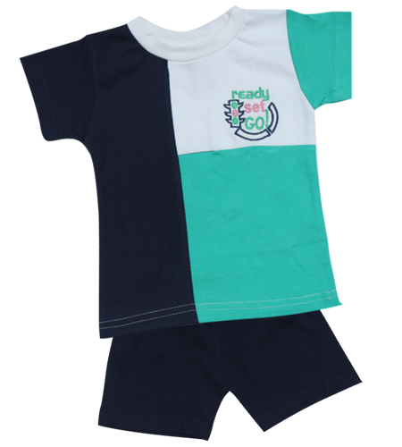 Sumix Flemin - Cotton Baby T-shirts And Shorts Set | Royal Blue, White, And Black, Anti-uv, Cool Dry, Quick Dry, Trendy Style, Custom Logo, For Boys 3-18 Months