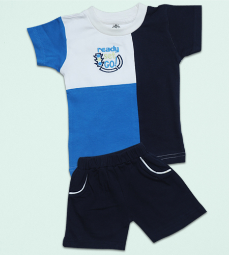 Sumix Flemin - Cotton Baby T-shirts And Shorts Set | Royal Blue, White, And Black, Anti-uv, Cool Dry, Quick Dry, Trendy Style, Custom Logo, For Boys 3-18 Months