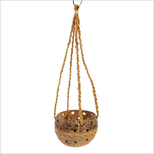 Coconut Shell Planter - Solid Material, Various Sizes Available, Brown Color | Long Service Life, Eco-Friendly Design