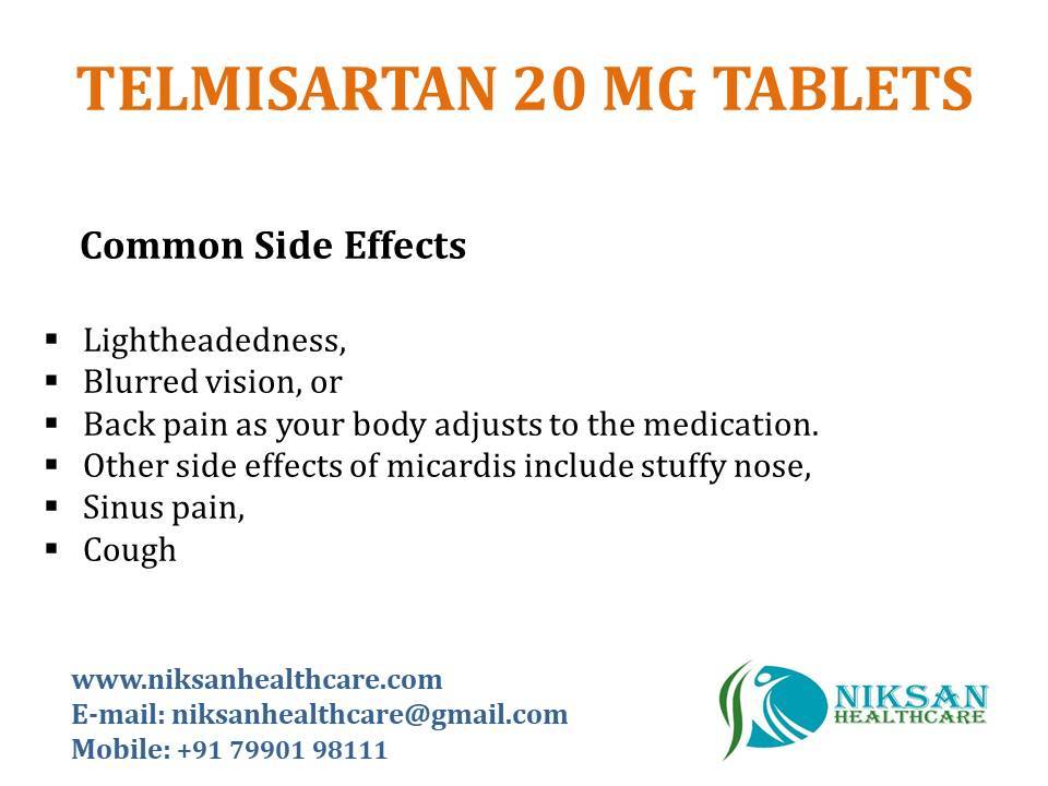 Telmisartan 20 Mg Tablets General Medicines