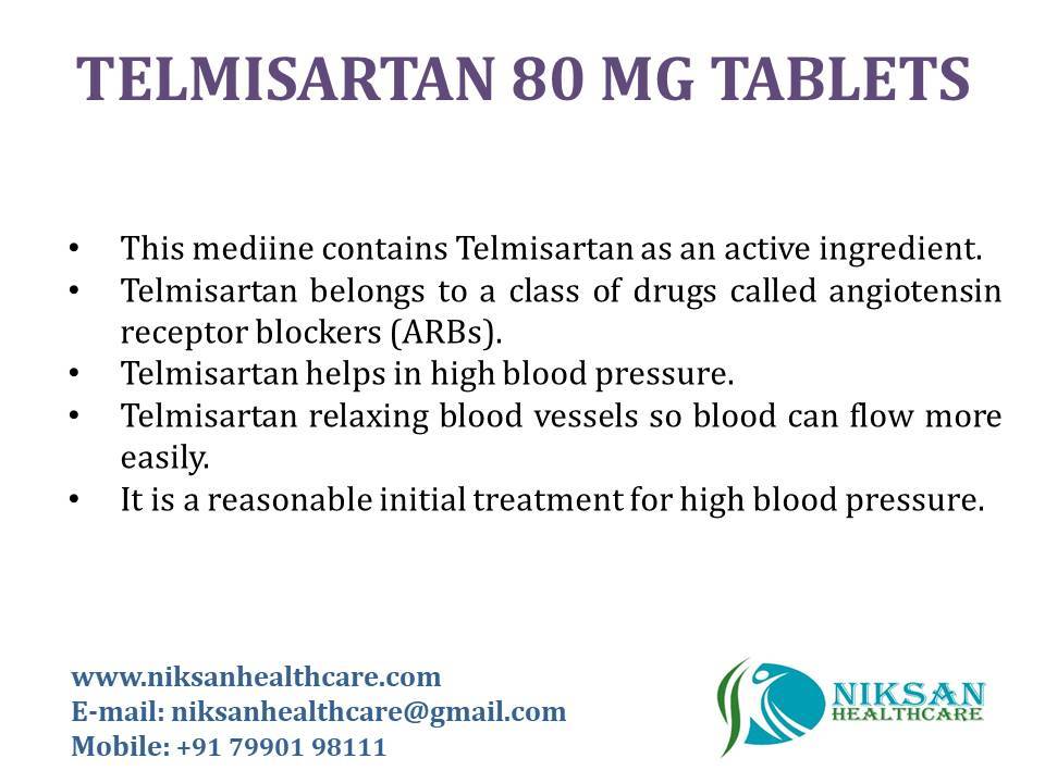 Telmisartan 80 Mg Tablets General Medicines