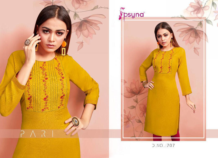 Pari Vol-7 Rayon Slub Kurti Catalogue Set - Rayon Slub Fabric, Sizes L To 3xl, Printed Patterns | Features: Washable, Suitable For All Seasons, Ladies' Formal Wear