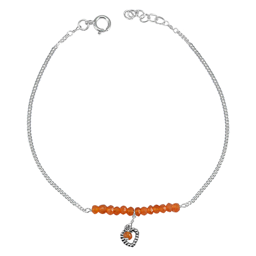महिलाओं के लिए प्राकृतिक कार्नेलियन जेमस्टोन एंकलेट 925 स्टर्लिंग सिल्वर हार्ट चार्म बीडेड हैंडमेड एंकलेट लिंग: यूनिसेक्स