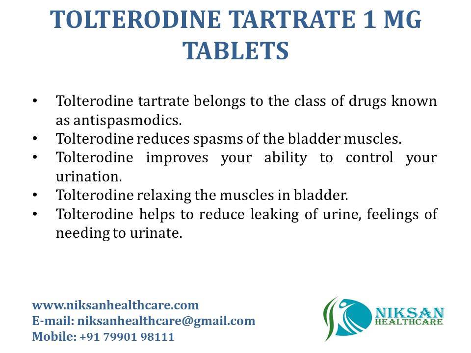 Tolterodine Tartrate 1 Mg Tablets General Medicines