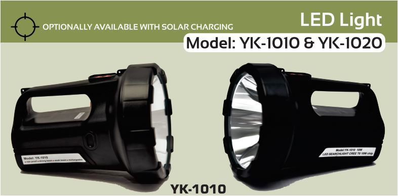 Solar Led Search Light - 8w Power, 6v Max Voltage | Manual Switch, Black Finish