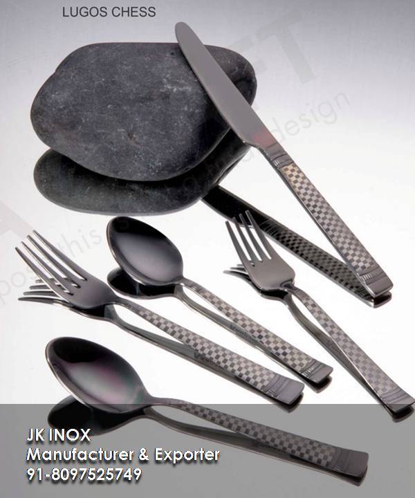 Pvd Black Cutlery - Stainless Steel, Standard Size, Matte Black Finish | Jkc - Pvd Cutlery Design, Elegant And Modern Aesthetic