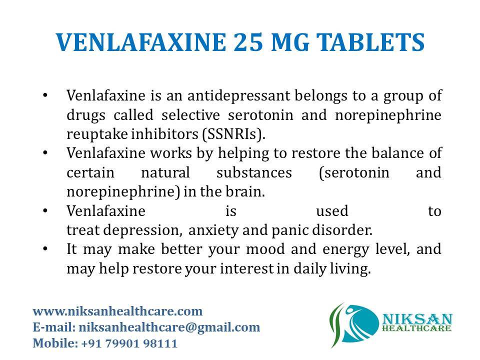 Venlafaxine 25 Mg Tablets