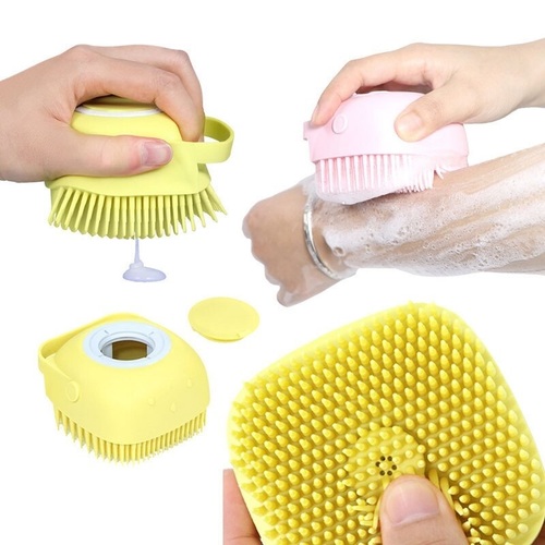 Soft Silicone Bath Massage Brush - Silicone, 8.5 x 8 x 5.5 cm, Random Color | Soothes Face & Body, Ideal for All Users, Bath Sponge Type