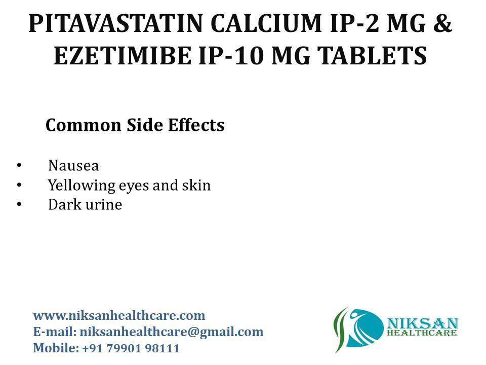 Pitavastatin Calcium Ip-2 Mg & Ezetimibe Ip-10 Mg Tablets - 2 Mg & 10 Mg Dosage | Reduces Cholesterol Levels, Recommended For Adults, Aged Persons, And Women