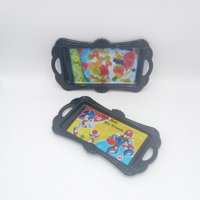 Fancy Plastic Serving Tray Big - Plastic, 35.9 X 21 X 1.5 Cm, Black | Ideal For Kitchen Use, Lightweight At 170 Gms, Versatile Design