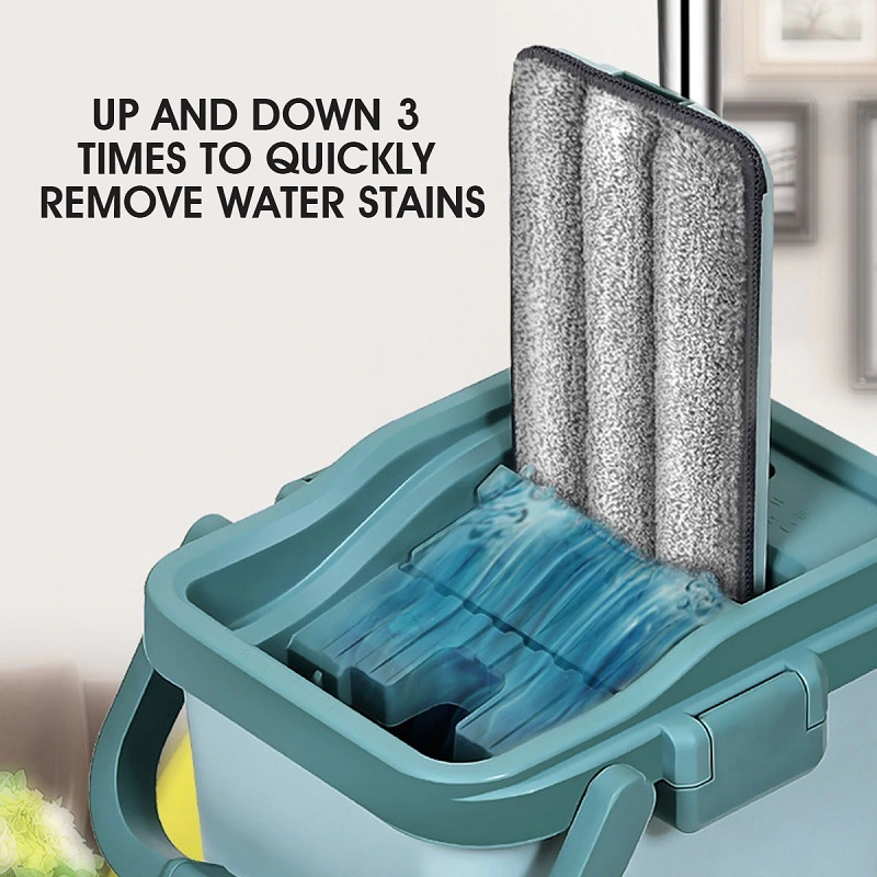 Flat Mop With Bucket Set - Plastic & Microfiber, 20x23.5x40 Cm Dimensions, Random Shade For Effective Floor Cleaning