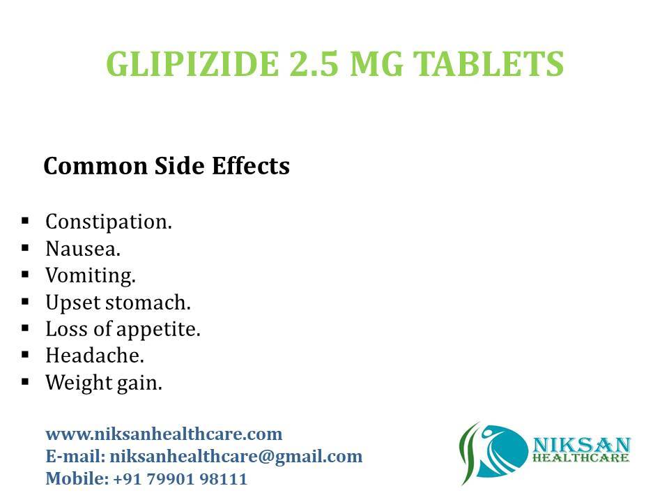 Glipizide 2.5 Mg Tablets General Medicines