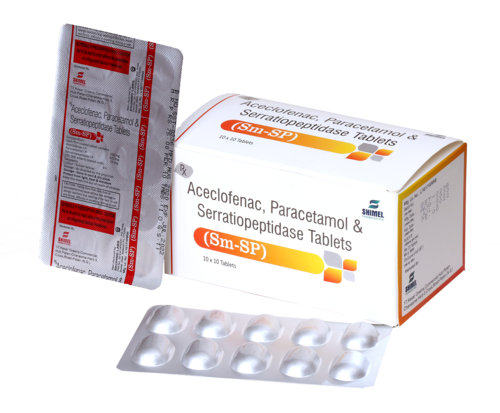 Sm-Sp Aceclofenac Paracetamol And Serratiopeptidase Tablet General Medicines