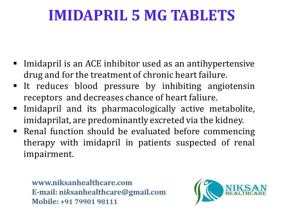 Imidapril 5 Mg Tablets - Fda Approved Antihypertensive Medication, Supports Heart Health, Convenient Dosage Guidelines For Adults And Seniors, Store In Cool Dry Place