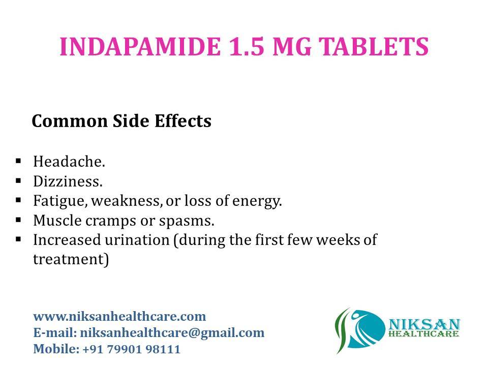 Indapamide 1.5 Mg Tablets General Medicines