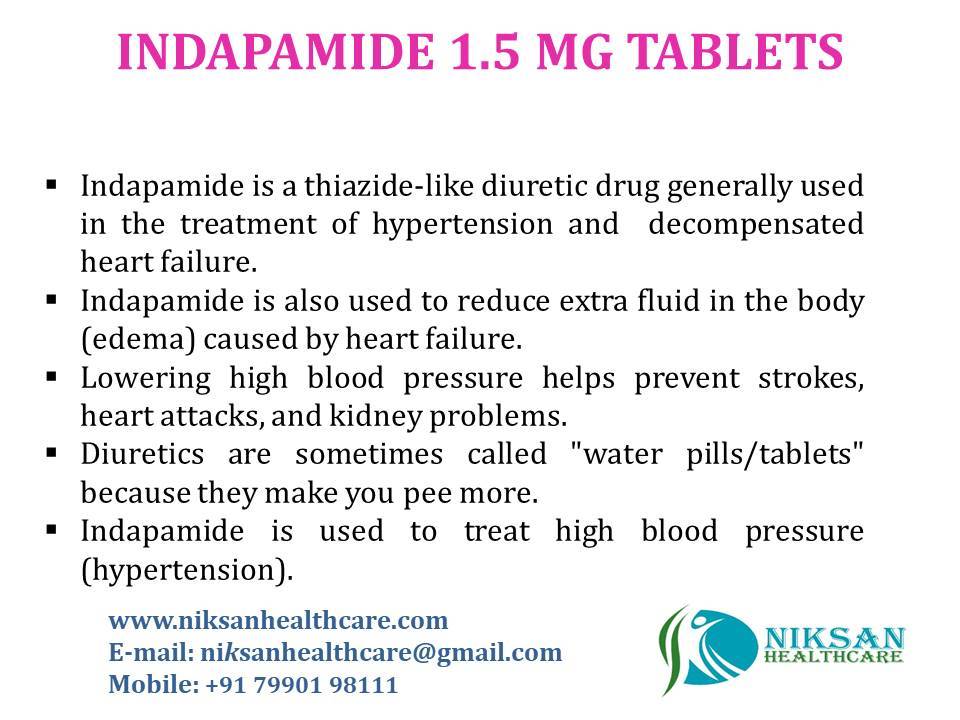 Indapamide 1.5 Mg Tablets General Medicines