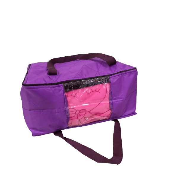 Quilt & Saree Storage Organizer - Satin & Foam, 49 X 36 X 24 Cm, Colors: Purple, Navy Blue, Black, Maroon, Dark Blue, Brown | Antistatic, Zipper Top, Customized Design