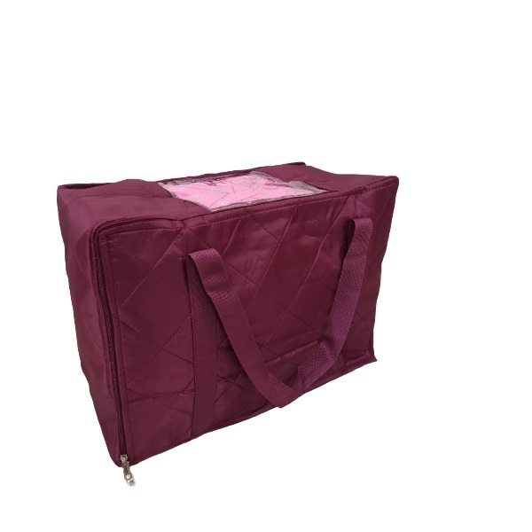 Quilt & Saree Storage Organizer - Satin & Foam, 49 X 36 X 24 Cm, Colors: Purple, Navy Blue, Black, Maroon, Dark Blue, Brown | Antistatic, Zipper Top, Customized Design