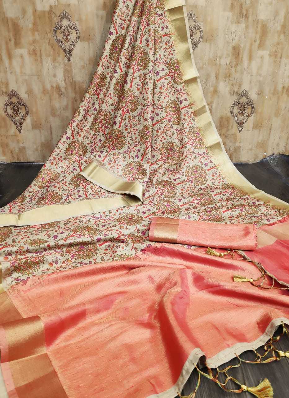 Ethnic Raw Silk Sarees With Digital Prints