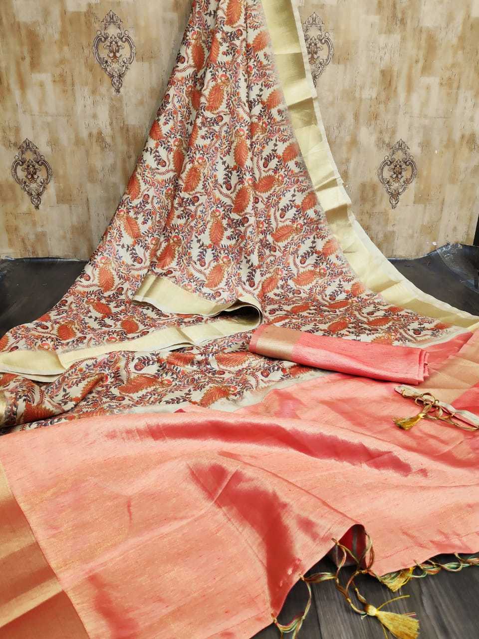 Ethnic Raw Silk Sarees With Digital Prints