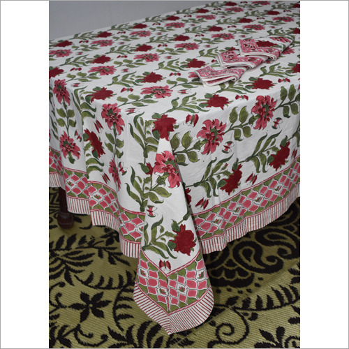 Printed Table Cloth Hand Block - Cotton, 55x55 Inches (140cm X 140cm) | Available In Different Colors - Ideal For Banquet, Home, Hotel, Outdoor, Party, Wedding