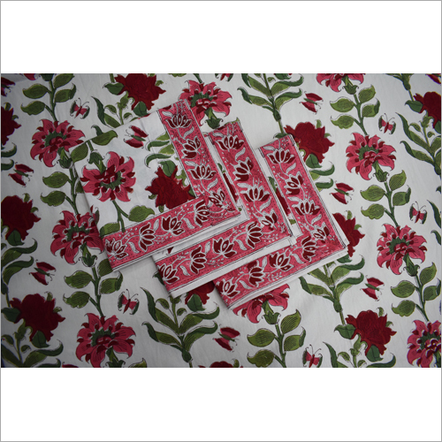 Printed Table Cloth Hand Block - Cotton, 55x55 Inches (140cm X 140cm) | Available In Different Colors - Ideal For Banquet, Home, Hotel, Outdoor, Party, Wedding