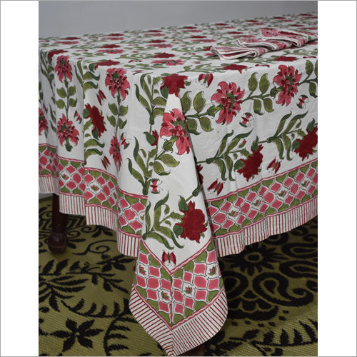 Printed Table Cloth Hand Block - Cotton, 55x55 Inches (140cm X 140cm) | Available In Different Colors - Ideal For Banquet, Home, Hotel, Outdoor, Party, Wedding