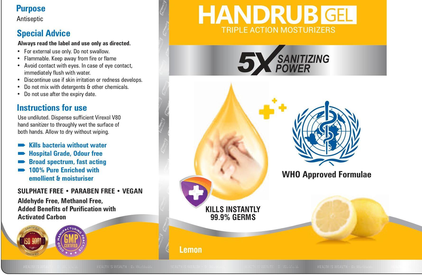 Hansol Lemon Gel Hand Sanitizer 250 Ml Age Group: Children