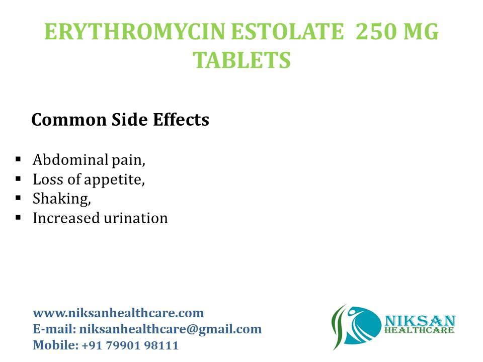 Erythromycin Estolate 250 Mg Tablets General Medicines