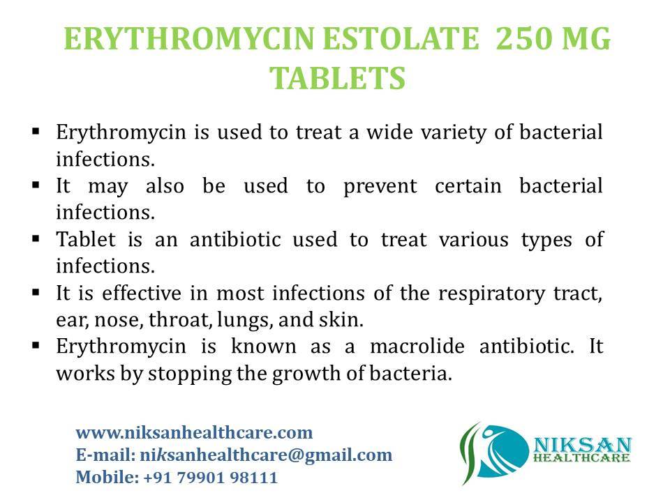 Erythromycin Estolate 250 Mg Tablets General Medicines