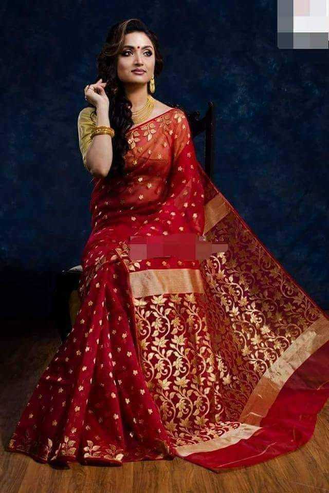 Navi Blue. Resom Jamdani Saree
