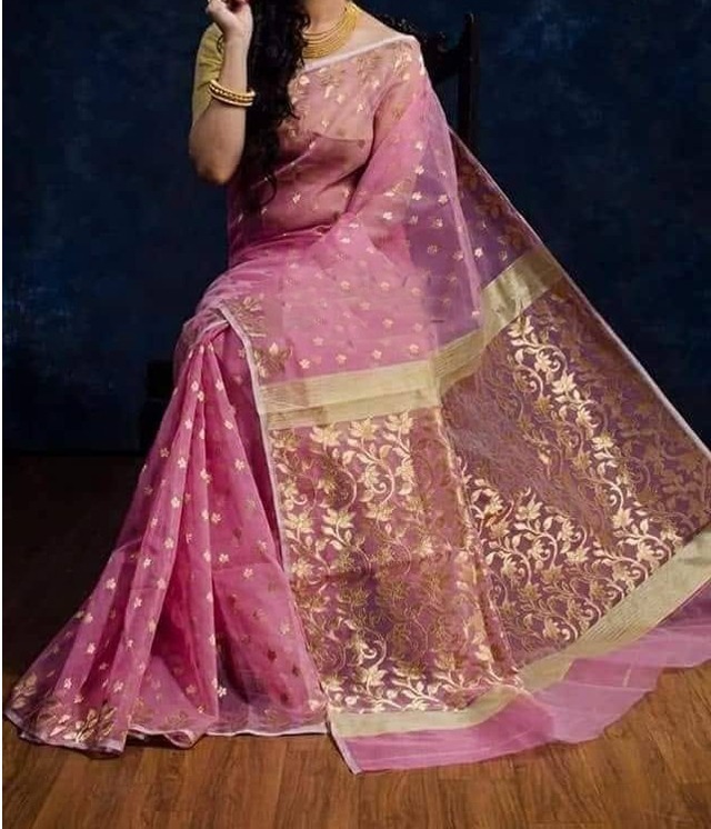 Navi Blue. Resom Jamdani Saree