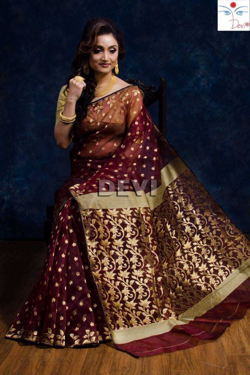 Navi Blue. Resom Jamdani Saree