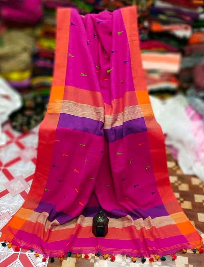 Pompom Cotton Saree
