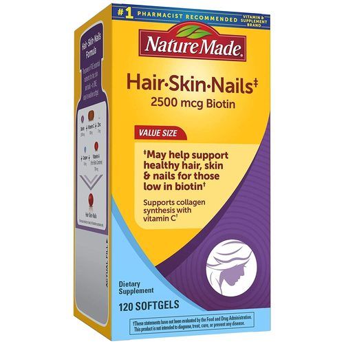 Nature Made Hair/skin/nails 2500mcg Of Biotin Supports Collagen Synthesis With Vitamin C - 120 Softgels Efficacy: Promote Healthy & Growth